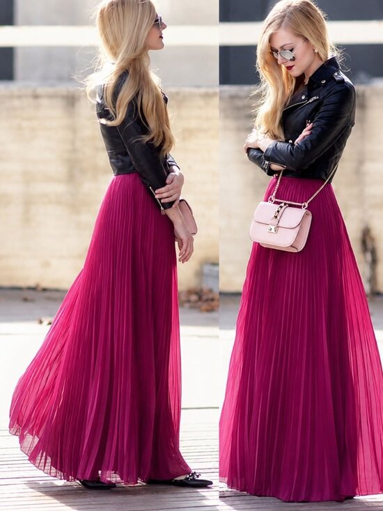 Garnet Hill Dresses & Skirts - 💋STUNNING!💋 Pleated Chiffon Maxi Skirt in Hot Pink